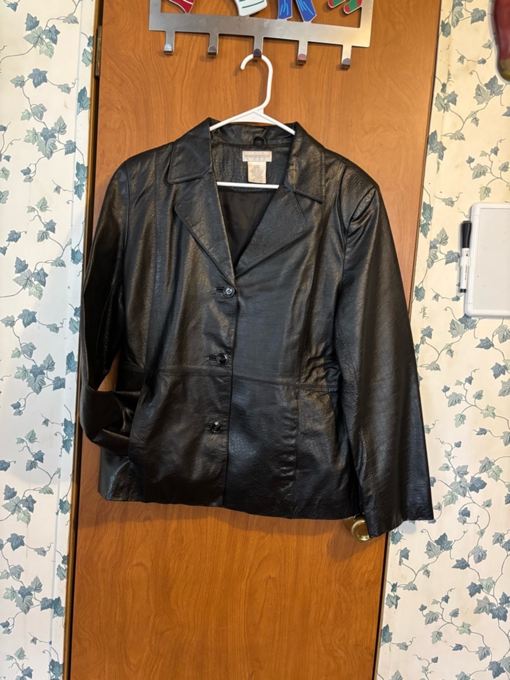 Worthington Black Leather Button-Front Jacket